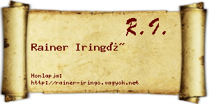 Rainer Iringó névjegykártya